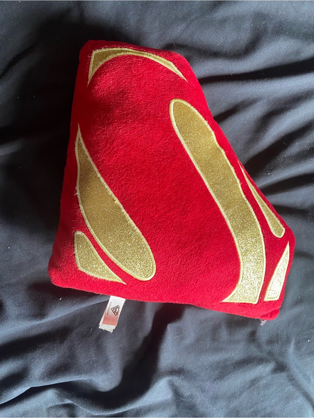 DC Comics Red Pillow with Gold Superman Emblem